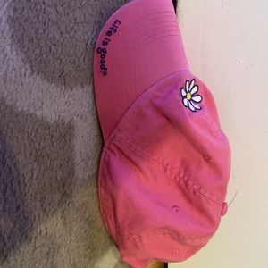 Life is good. Pink hat